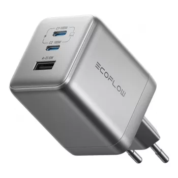 EcoFlow Rapid Pro 100W GaN USB-C 3-porttinen laturi — 100 W lähtö, kompakti muotoilu