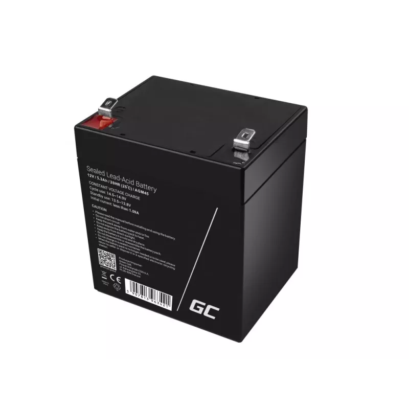 Green Cell AGM45 UPS-akku, sinetöity lyijy-happo (VRLA), 12 V, 5,3 Ah