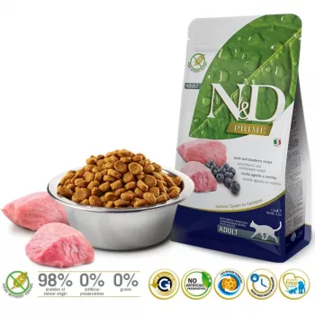 FARMINA N&D Prime lammas & mustikka - kuivaruoka kissoille - 1,5 kg