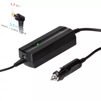Akyga AK-ND-34 autokäyttöinen kannettavan virtalähde Acerille, 65 W, 19 V / 3,42 A, 5,5 x 1,7 mm, 12 V tulo
