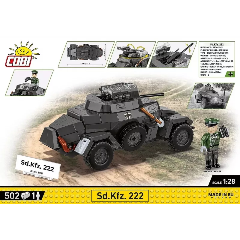 Cobi Blocks Sd.Kfz 222 rakennussarja COBI-2657 — 502 rakennuspalikkaa