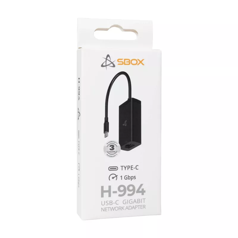 USB-C Gigabit-verkkosovitin SBOX H-994, 1000 Mbit/s Ethernet, USB-C RJ45