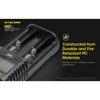 Nitecore UMS2 akkulaturi kotitalousparistoille DC litiumioni nikkelikadmium