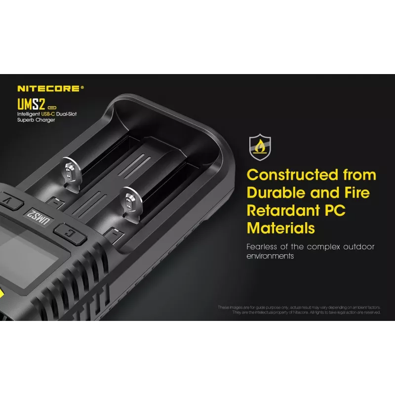 Nitecore UMS2 akkulaturi kotitalousparistoille DC litiumioni nikkelikadmium