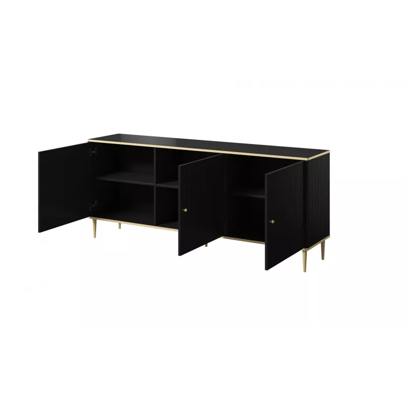 GLAMOUR lipasto 180x40x75,5 cm, musta matta + kulta