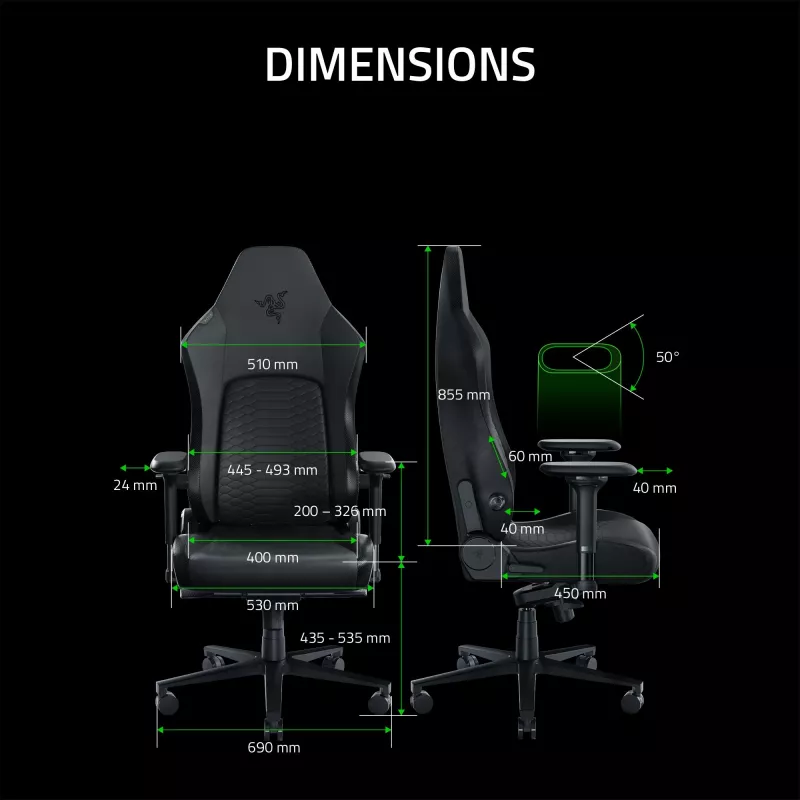 Pelituoli Razer Iskur V2 pehmustettu istuin musta