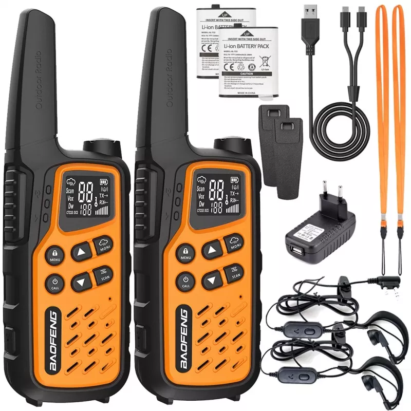 Walkie-talkie Baofeng BF-T25E oranssi, 2 kpl