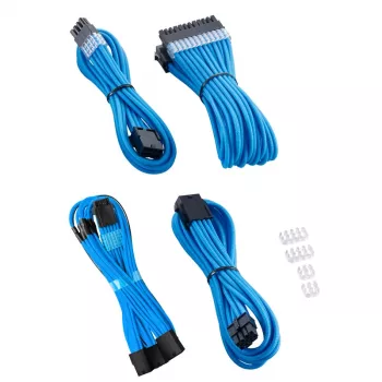 CableMod PRO ModMesh 12VHPWR kaapelin jatkosarja — vaaleansininen, 3-osainen GPU 12+4-pin jatkokaapelit