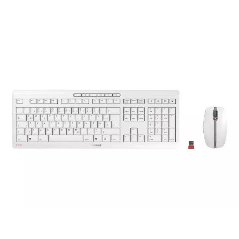 CHERRY Stream Desktop -näppäimistö ja -hiiri sisältää Office RF Wireless QWERTZ saksa valkoinen