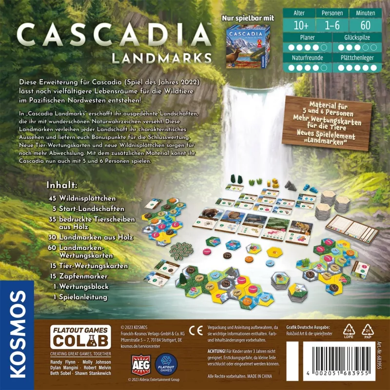 Kosmos Cascadia Landmarks 60 min lautapeli perhe