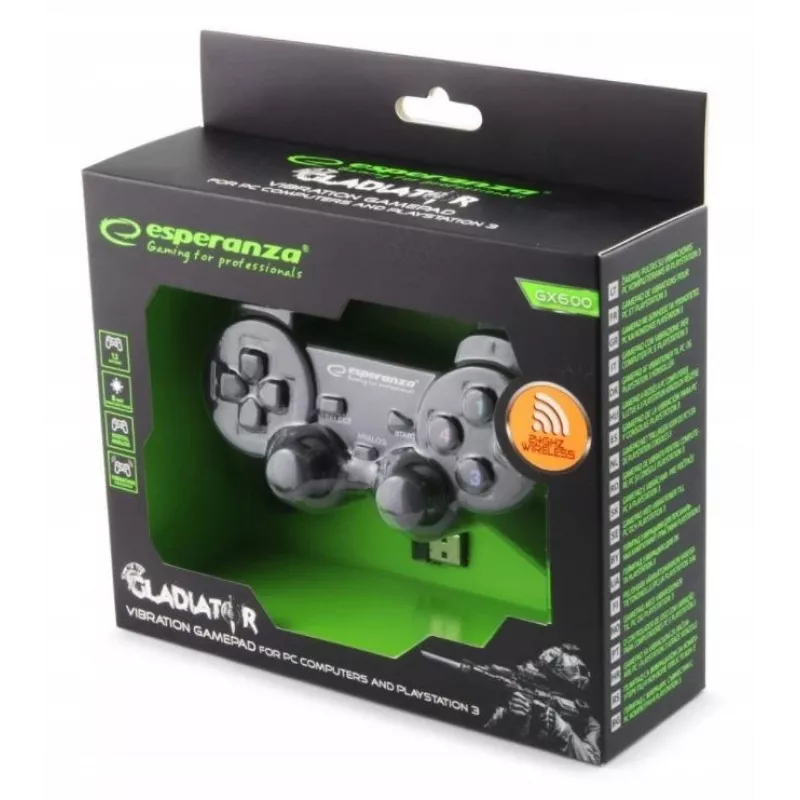 Esperanza EGG108K peliohjain musta USB 2.0 gamepad analoginen / digitaalinen PC, Playstation 3