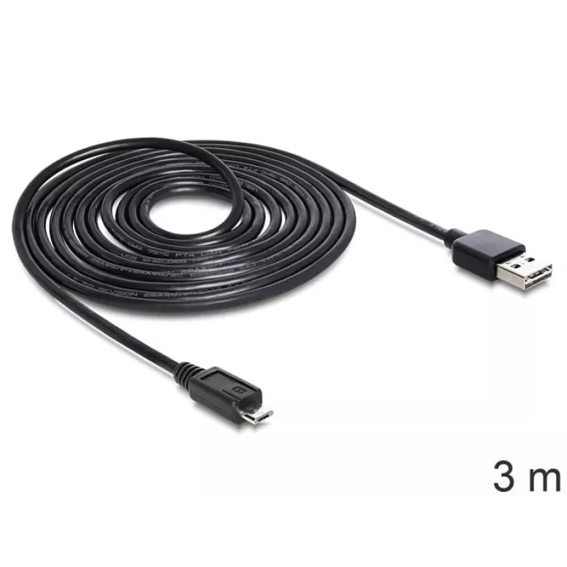 USB-kaapeli DeLOCK EASY-USB 2.0-A - USB 2.0 Micro-B 3 m