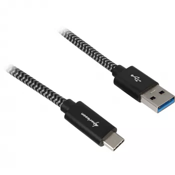 Sharkoon USB 3.2 Gen 2 -kaapeli, USB-A-pistoke > USB-C, musta/harmaa, 1 metri – kaapeli – digitaali/data
