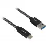 Sharkoon USB 3.2 Gen 2 -kaapeli, USB-A-pistoke > USB-C, musta/harmaa, 1 metri – kaapeli – digitaali/data