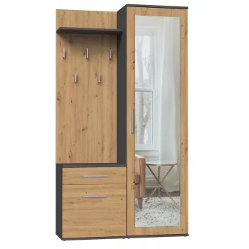 Eteiskaappi Top e shop GARD DUO ANT/ART KPL — 2 kierto-ovea, lastulevy, 1000×350×1800 mm