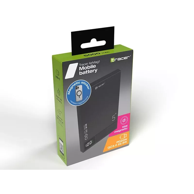 Tracer AirMag1 litiumpolymeeri (LiPo) 5000 mAh langaton lataus musta