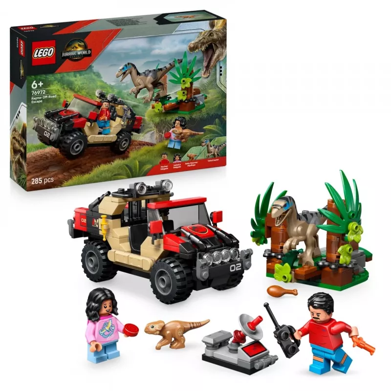 Rakennussarja LEGO Jurassic World 76972 Raptor Off-Road Escape, 285 osaa, 2 minihahmoa, ikä 6+