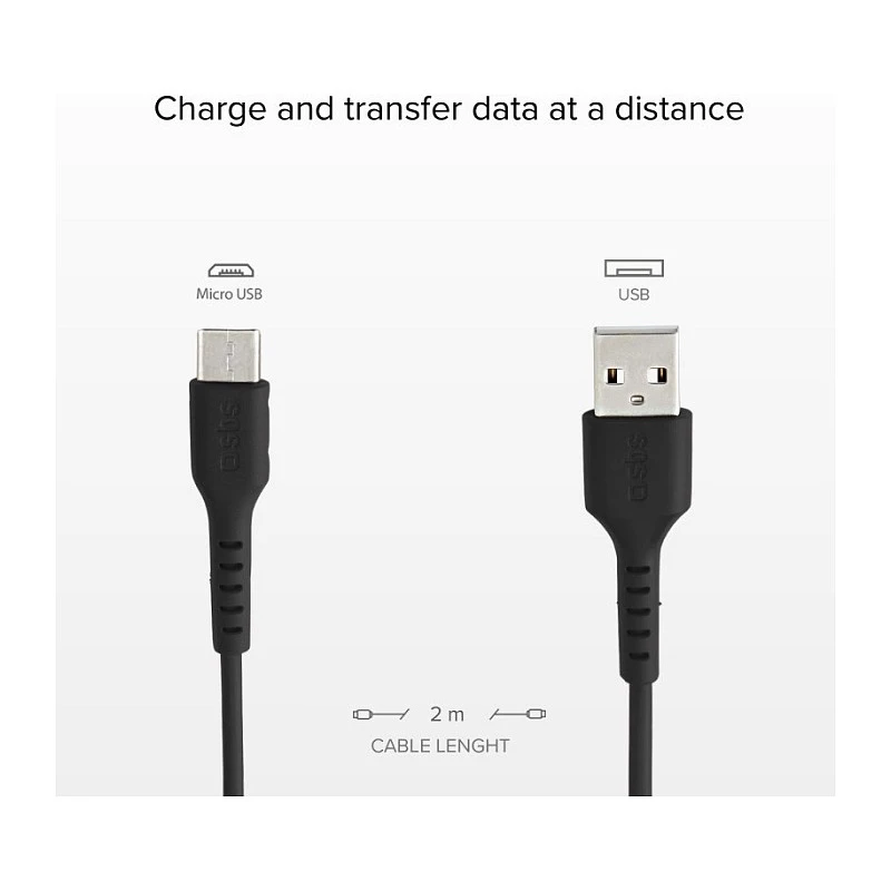 SBS TECABLEMICRO2K 2 m USB A Micro-USB B uros-uros musta USB-kaapeli (TEKabelMICRO2K)