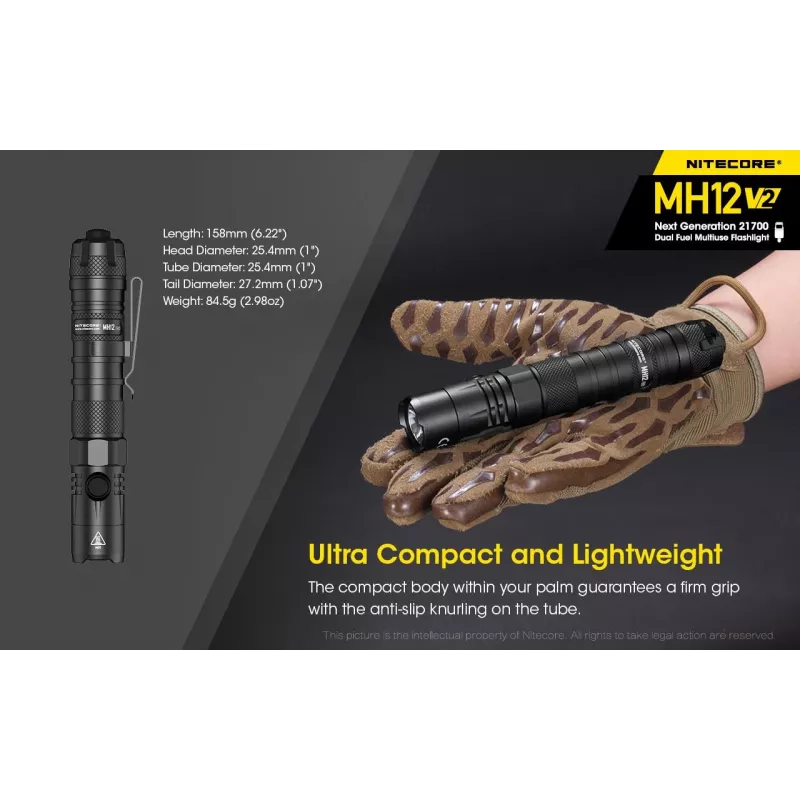 Käsivalaisin Nitecore MH12 V2 musta