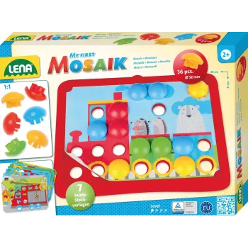 Lena My First Mozaic Traffic malli 35633 – pedagoginen mosaiikkisarja kiinnityslevyllä ajoneuvoaiheisiin kuvioihin