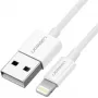 Ugreen kaapeli USB 2.0 A Lightning 2 m, 5 V / 2,4 A iPhone 7 / 7 plus / 6S / 6 / 6 Plus, iPhone 5s/5c/5, iPad Mini/Mini 2, iPad 1 m valkoinen
