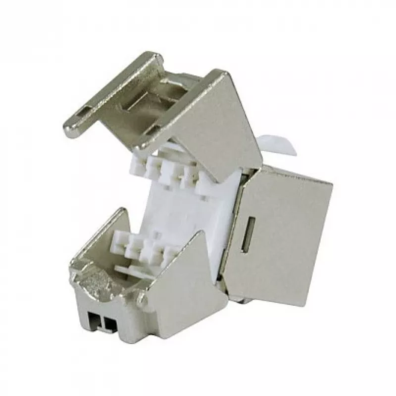 Suojattu Cat.6A ohut Keystone-liitin, EQUIP 767223, työkaluton, RJ-45, litteä, hopea, 8 kpl