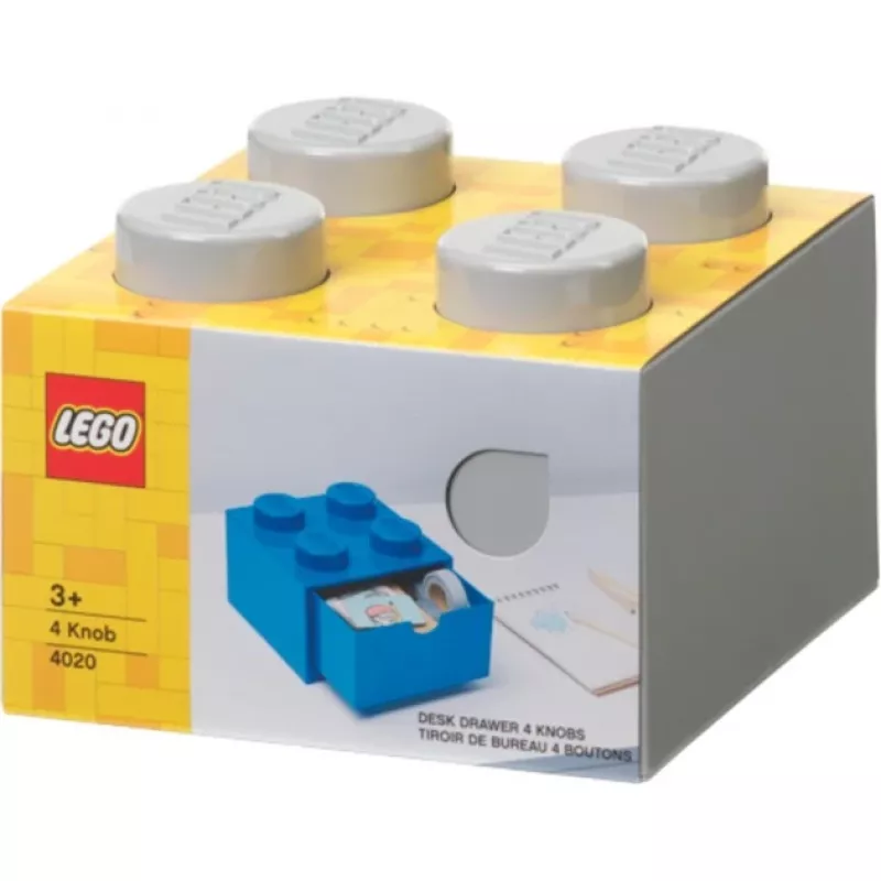 LEGO työpöytälaatikko 4, säilytyslaatikko harmaa, nupit