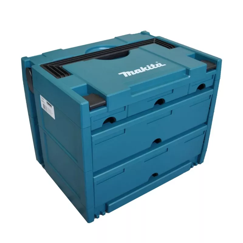 Makita P-84349 MAKSTOR Model 4.5 työkalulaatikko, 5 vetolaatikkoa, sininen