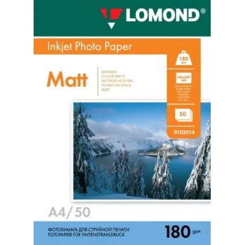 Lomond valokuvamustesuihkupaperi matta 180 g/m² A4, 50 arkkia