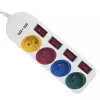 Jatkojohto MACLEAN MCE229W — 4 pistorasiaa, 2× USB, 1,5 m kaapeli, tyyppi F, 10 A, valkoinen