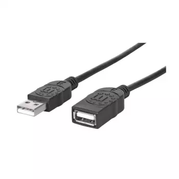 MANHATTAN Hi-Speed USB 2.0 -jatkokaapeli Type-A-uros – Type-A-naaras, musta, 1,8 m (338653)