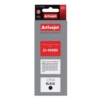 ActiveJet AC-G490Bk mustekasetti musta, yhteensopiva Canon GI-490BK kanssa, pigmentoitu musta 135 ml, suuri (XL) riitto