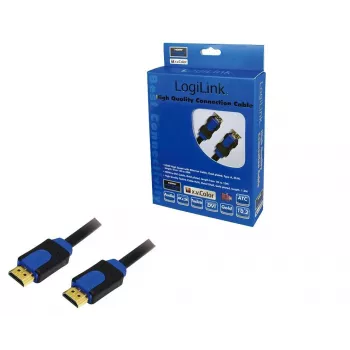 LogiLink HDMI-kaapeli High Speed, Ethernetillä kaapeli, 1,0 m audion, videon ja Ethernet-datan siirtoon (CHB1101)