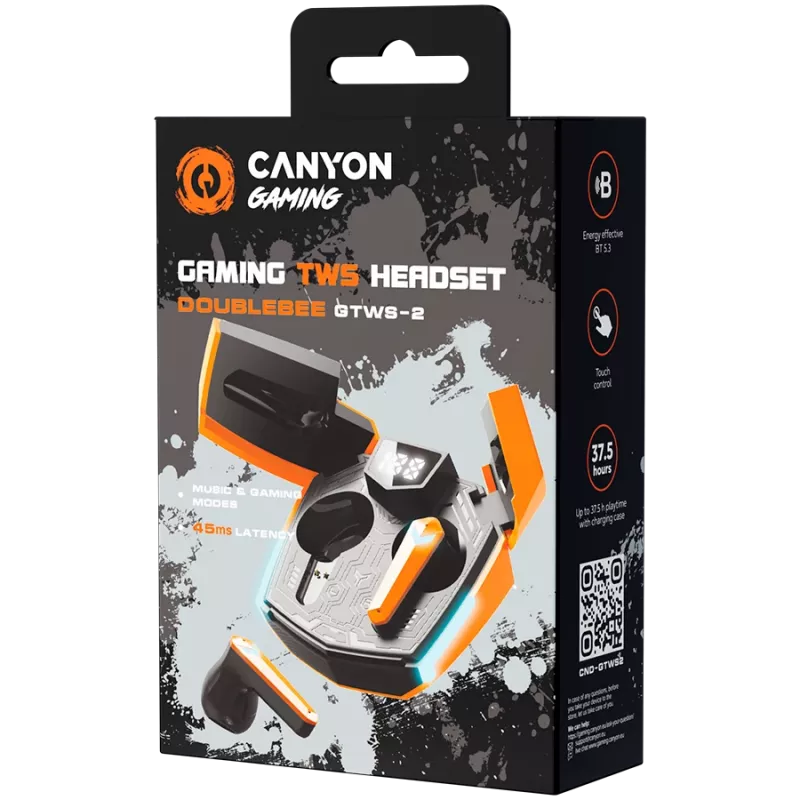 Canyon GTWS-2 kuulokkeet langaton Ear-Hook Gaming USB Type-C lataustelakka oranssi (CND-GTWS2O)