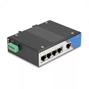 Ethernet-kytkin DELOCK 80162 — 5-porttinen Gigabit RJ45 DIN-kiskoasennukseen