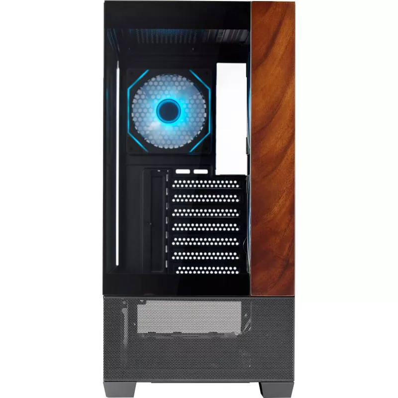 Cooler Master Elite 690 PC-kotelo, Midi-Tower, ATX, Tempered Glass - 4x ARGB-tuuletin, puu, musta