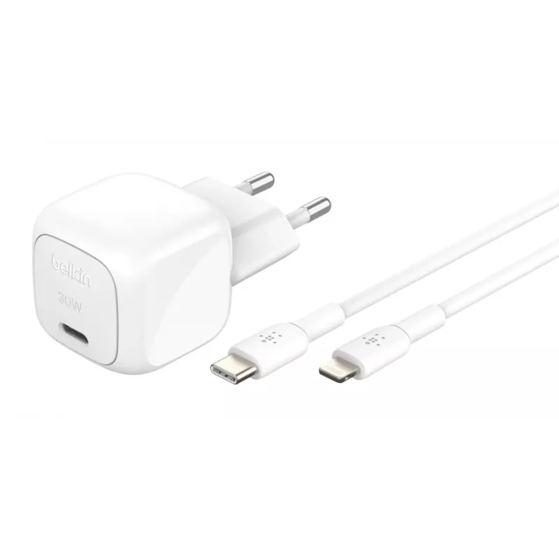30W USB-C-laturi Belkin WCA008KQ1MWH-B5 PD PPS, kompakti verkkolaite puhelimille ja tableteille