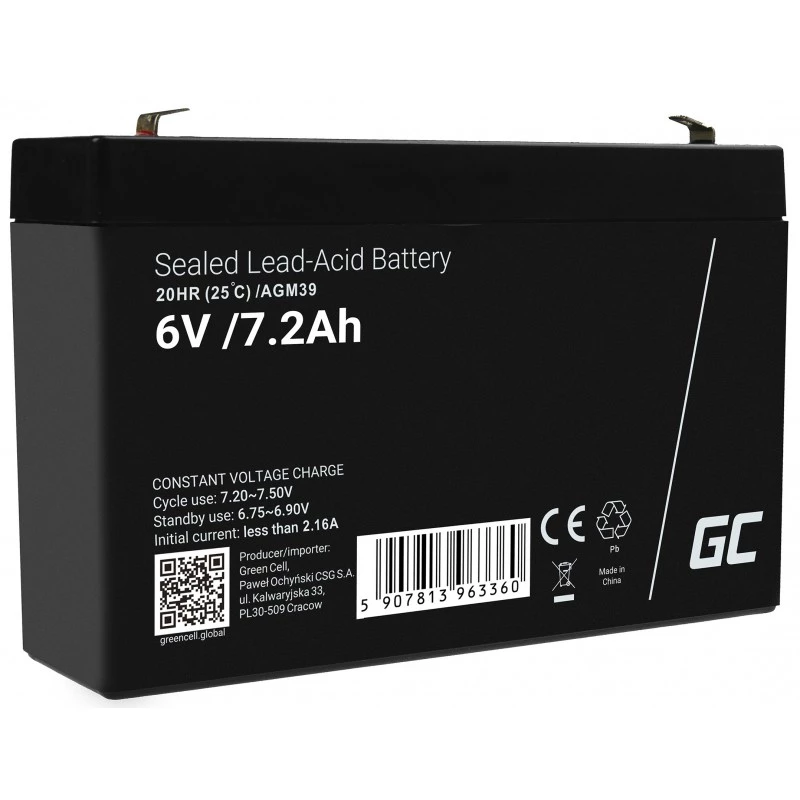 Green Cell AGM39 teollisuusakku 7200 mAh 6 V