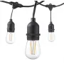 VISIONAL LED-puutarhavaloketju 15 E27-kannalla, 15 m pituus, 1 m väli, musta kaapeli (H05VV-F 2x0,75)