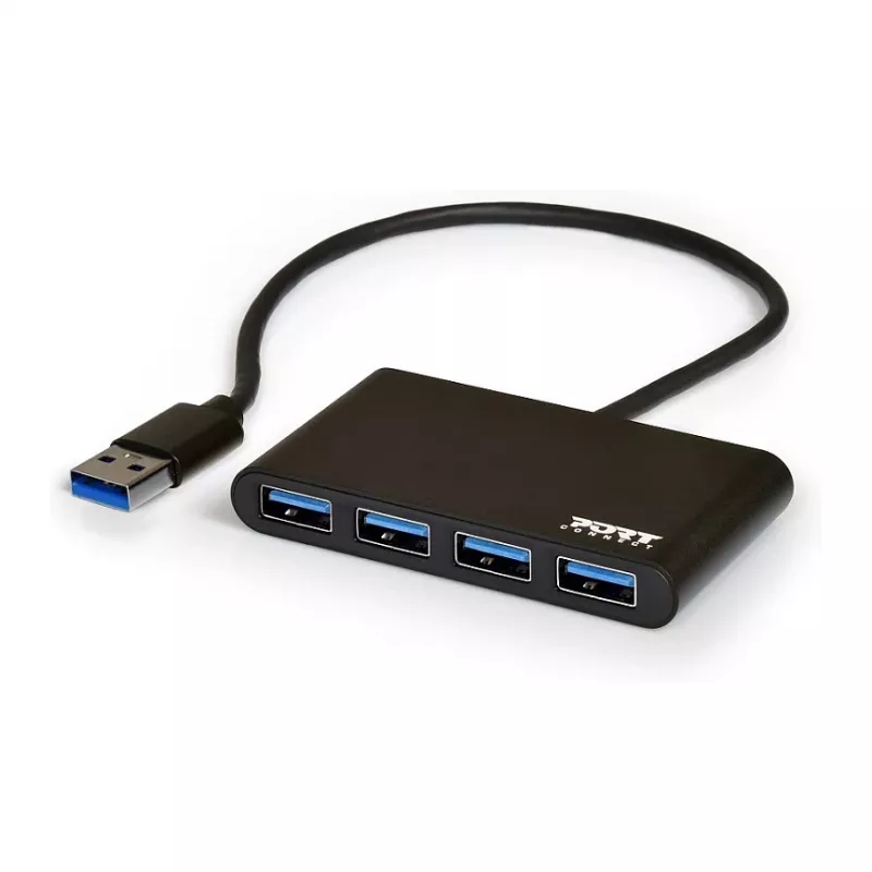 USB-keskitin Port Designs 900121 USB 3.2 Gen 1 Type-A 5000 Mbit/s musta