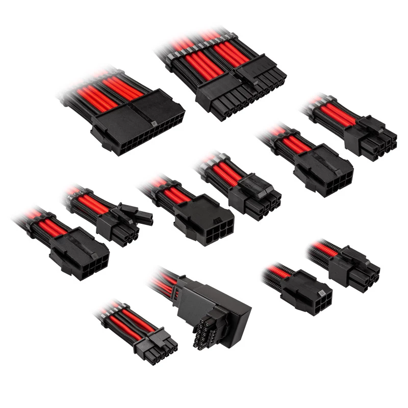 Kaapeli-/adapterisarja Kolink Core Pro Braided Kabel Extension Kit 12V-2x6 Type 1 Jet Black/Racing
