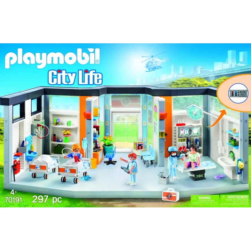 Leikkifiguuri Playmobil 70191 kalustettu sairaalasiipi 297 palaa