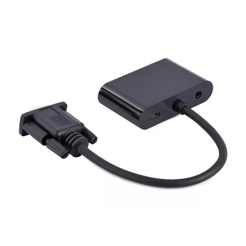 Videokaapeli-adapteri GEMBIRD A-VGA-HDMI-02 0,15 m — HDMI + VGA (D-Sub) naaras VGA (D-Sub) uros, musta