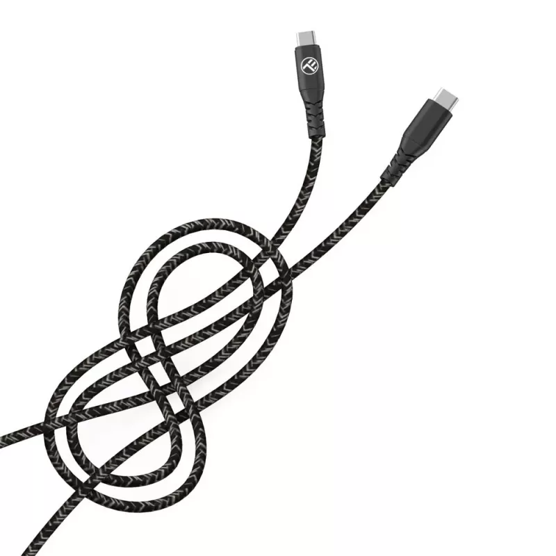 USB Type-C–Type-C-datakaapeli Tellur TLL155471, 1 m, 3 A, 60 W PD, nylonpunos, musta