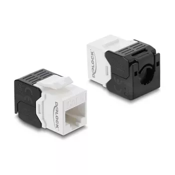 Delock 90802 Keystone-moduuli RJ45 - LSA Cat.6 UTP, työkaluton, musta/valkoinen