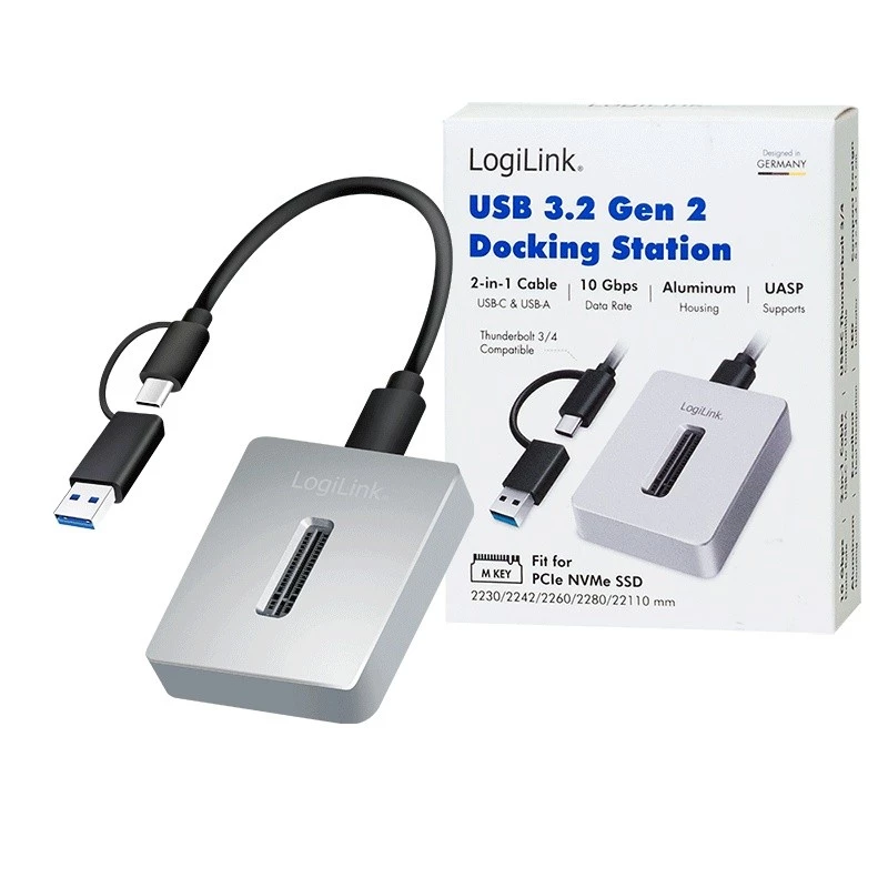 Telakointiasema 1 portti USB 3.2, M.2 NVMe