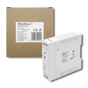 Qoltec DIN-kiskovirtalähde | 24W | 24V | 1A | valkoinen | ohut