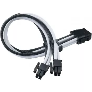 SilverStone PP07E - virtalähteen jatkokaapeli - 8-pin EPS12V (4+4) (M) - 8-pin EPS12V (W) - 30 cm - musta, valkoinen (SST-PP07E-EP