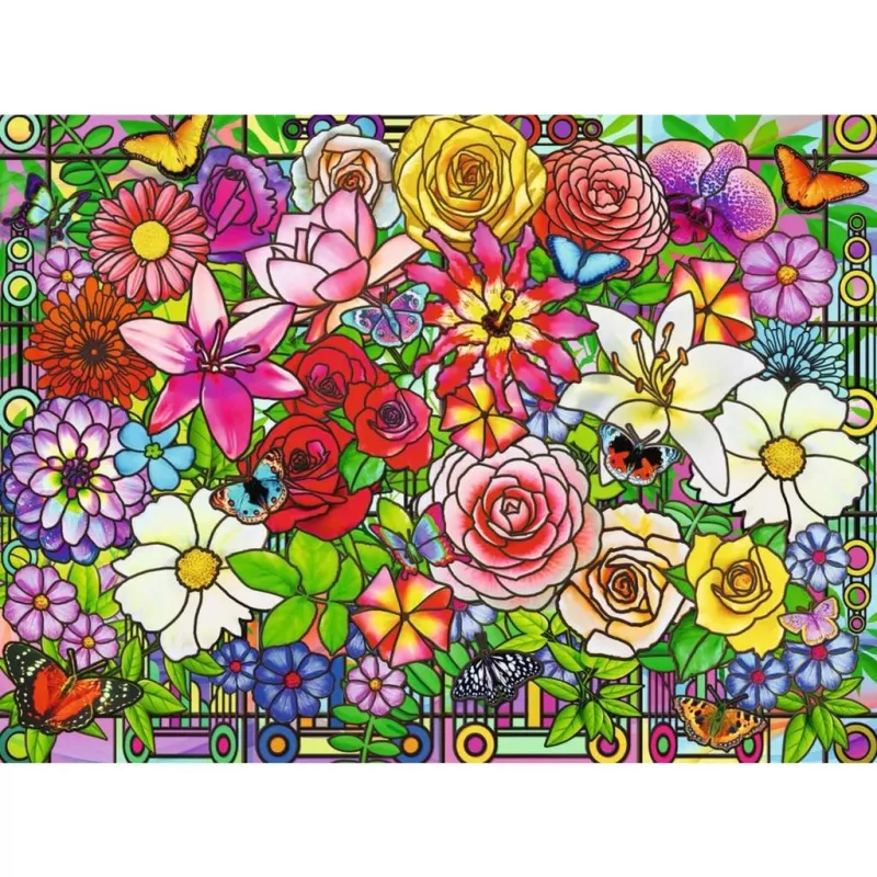 Ravensburger Feel Well & Puzzle - Blumenfenster, 100 palaa, taktiilisia elementtejä