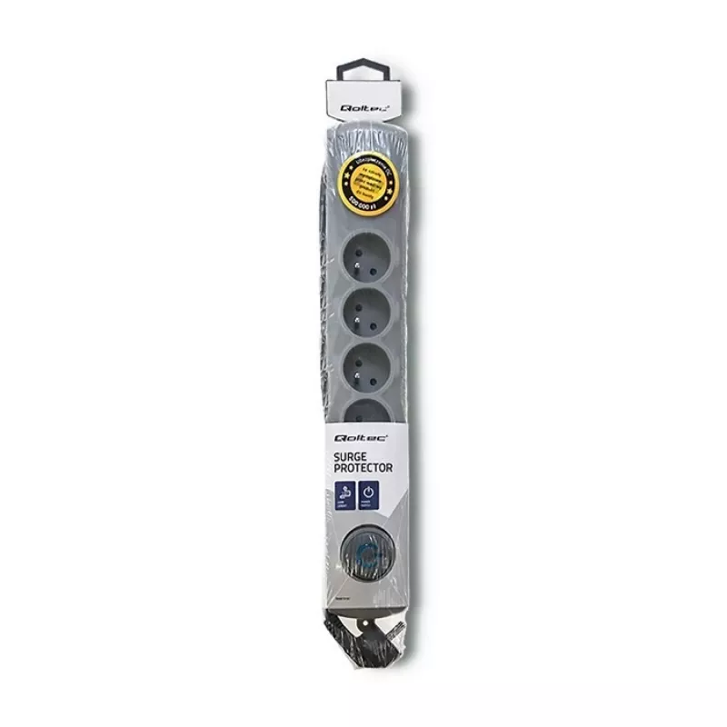 Ylijännitesuoja Qoltec 50165 harmaa 6 AC-pistorasiaa 230 V 1,8 m
